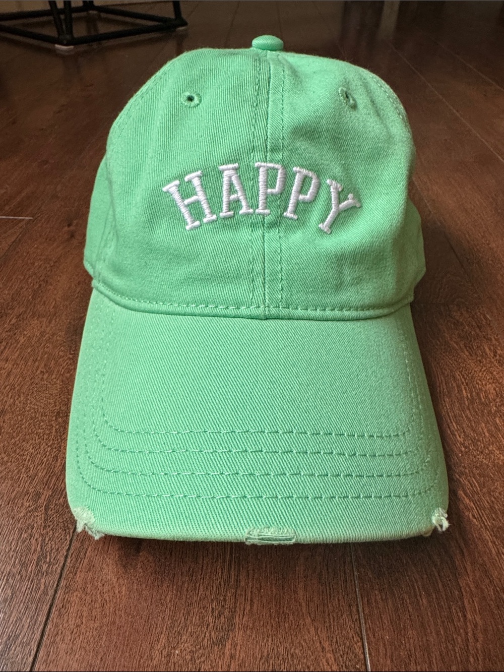 Aerie Happy Embroidered Green Baseball Cap